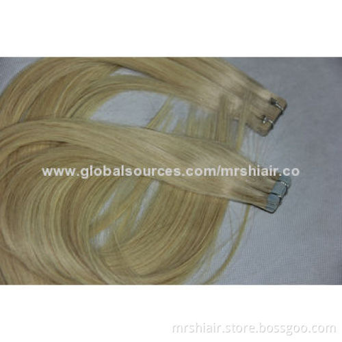 20-inch blond color Brazilian virgin tape in hair extensions